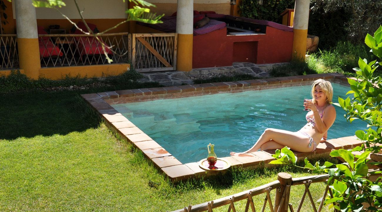 En la piscina
