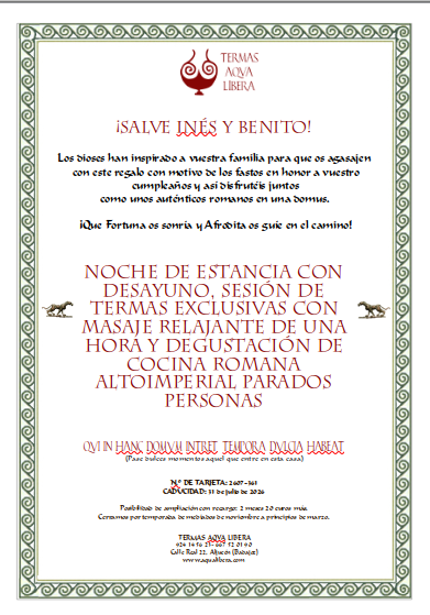 Ejemplo de tarjeta regalo Aqua Libera